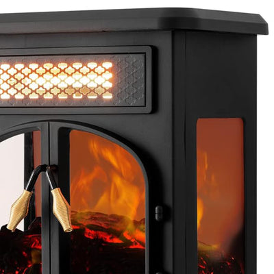 selectric Freestanding Electric Fireplace Heater w/Remote, Dark Black (Open Box)