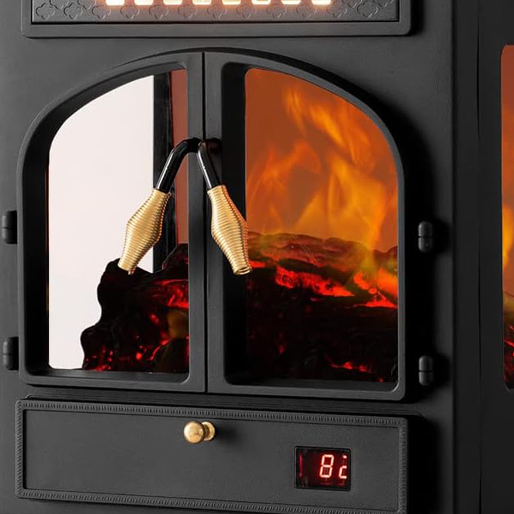 selectric Freestanding Electric Fireplace Heater w/Remote, Dark Black (Open Box) - VMInnovations