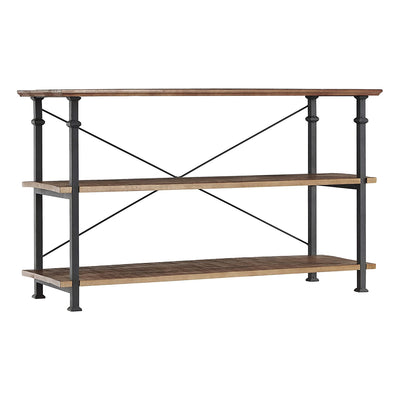 Homelegance Rustic Modern Wood Metal Sofa Table TV Stand Console Unit, Black