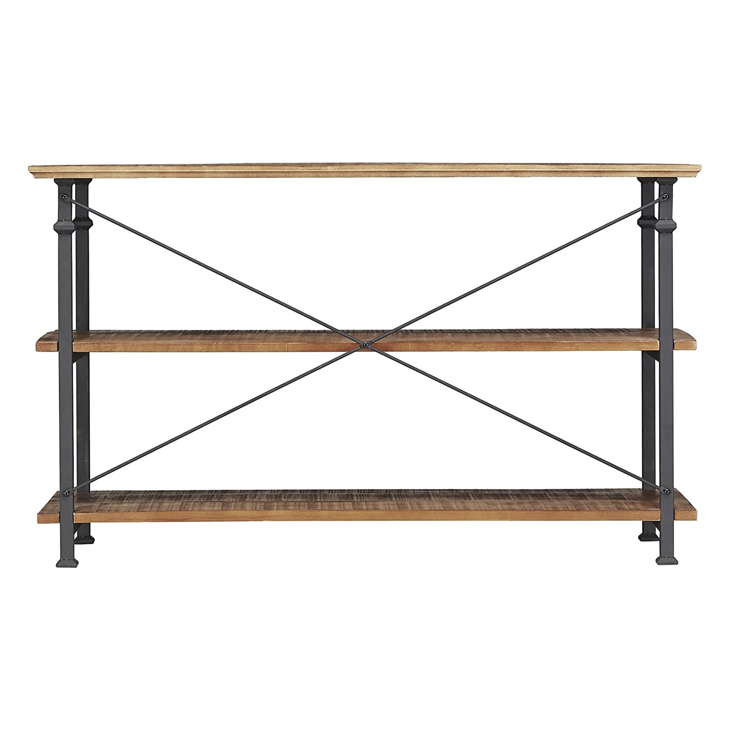 Homelegance Rustic Modern Wood Metal Sofa Table TV Stand Console Unit, Black