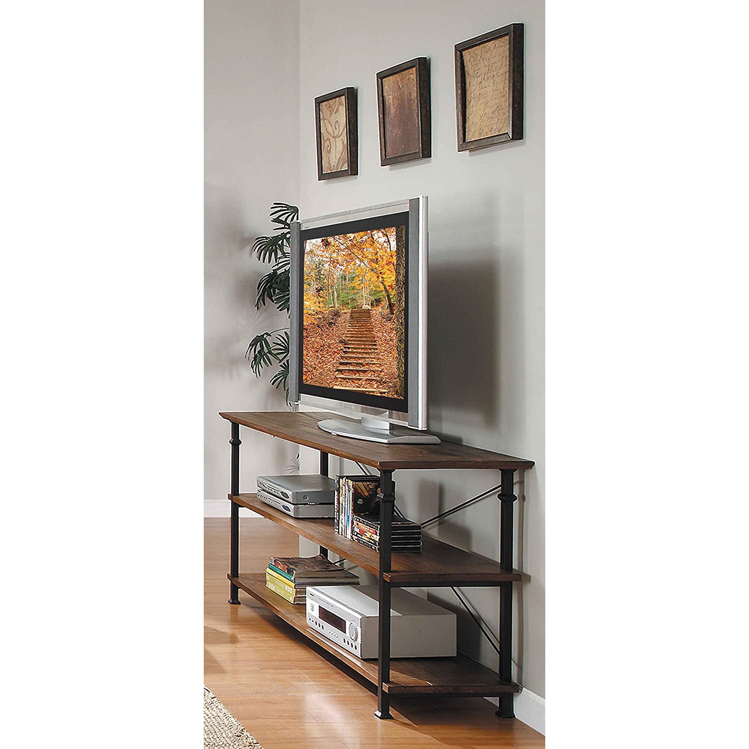 Homelegance Rustic Modern Wood Metal Sofa Table TV Stand Console Unit, Black