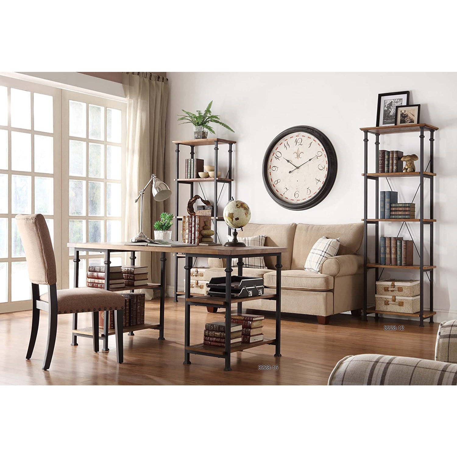 Homelegance Modern Industrial Solid Wood Metal Home Office Desk, Rustic Brown