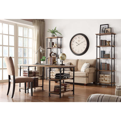Homelegance Modern Industrial Solid Wood Metal Home Office Desk, Rustic Brown