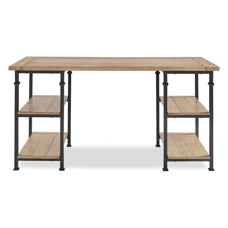 Homelegance Modern Solid Wood Metal Home Office Desk, Rustic Brown (Open Box)