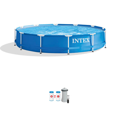 Intex 12' x 30" Metal Frame Above Ground Swimming Pool - Not working (For Parts)