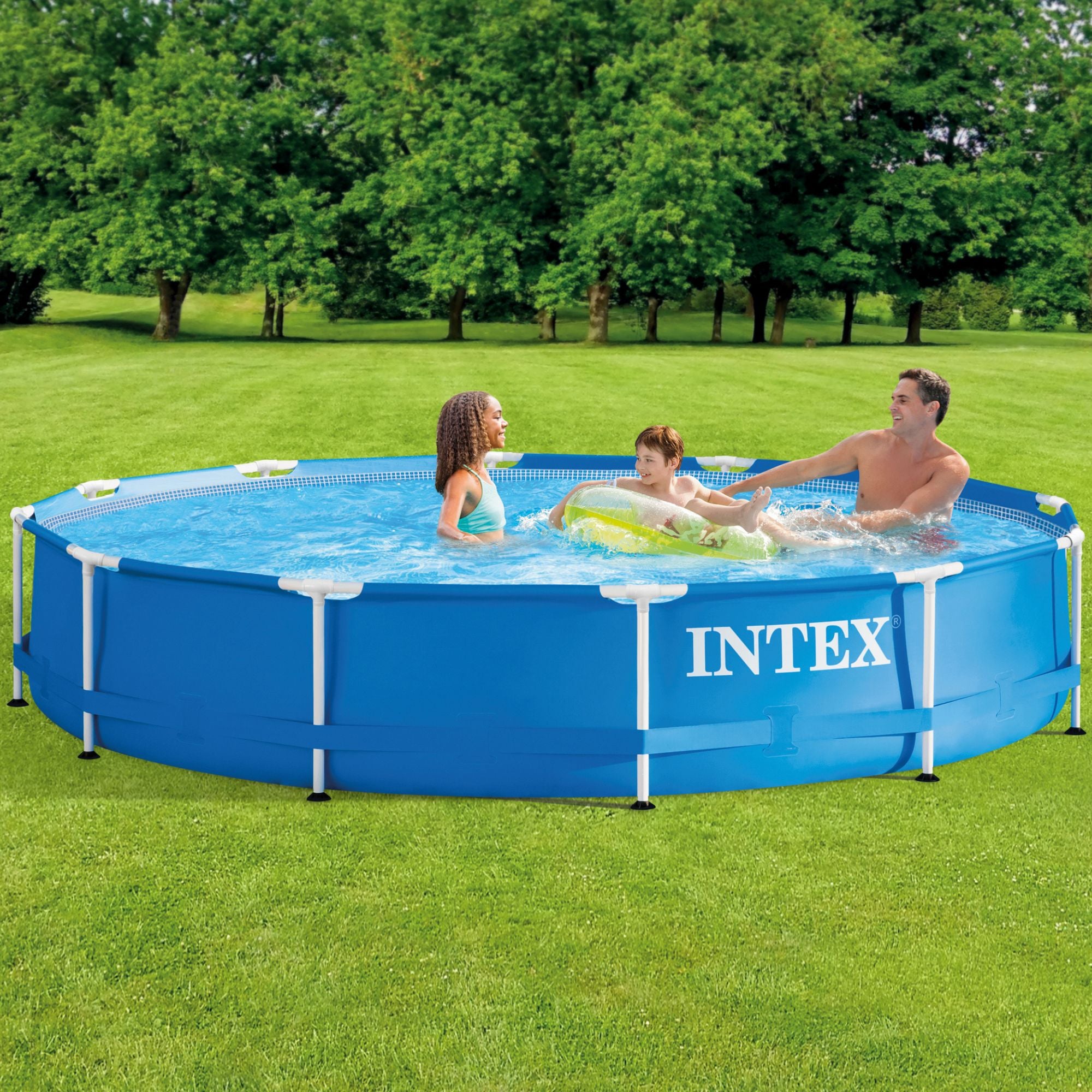 Intex 28211EH 12' x 30" Metal Frame Round Above Ground Swimming Pool with Pump