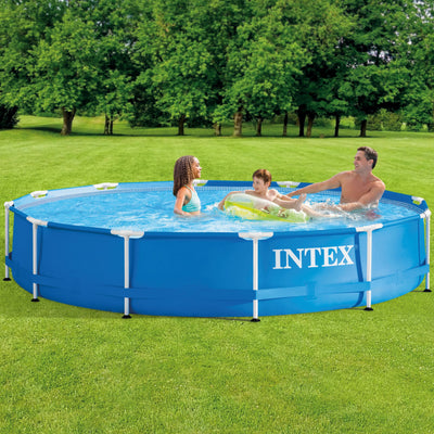 Intex 28211EH 12' x 30" Metal Frame Round Above Ground Swimming Pool with Pump
