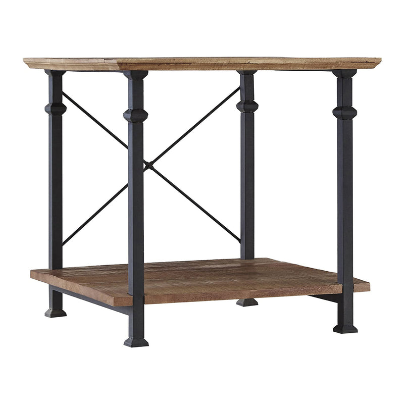Homelegance Rustic Modern Wood Metal Corner Side End Table, Black (Used)