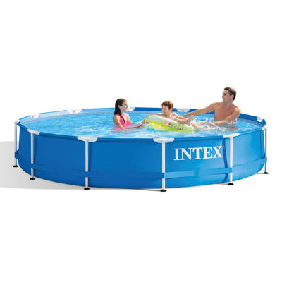 Intex 12' x 30" Metal Frame Round Above Ground Swimming Pool w/Pump (Used)