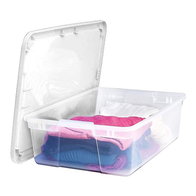Homz 28 Qt Snaplock Clear Plastic Storage Container Bin with Secure Lid, 2 Pack