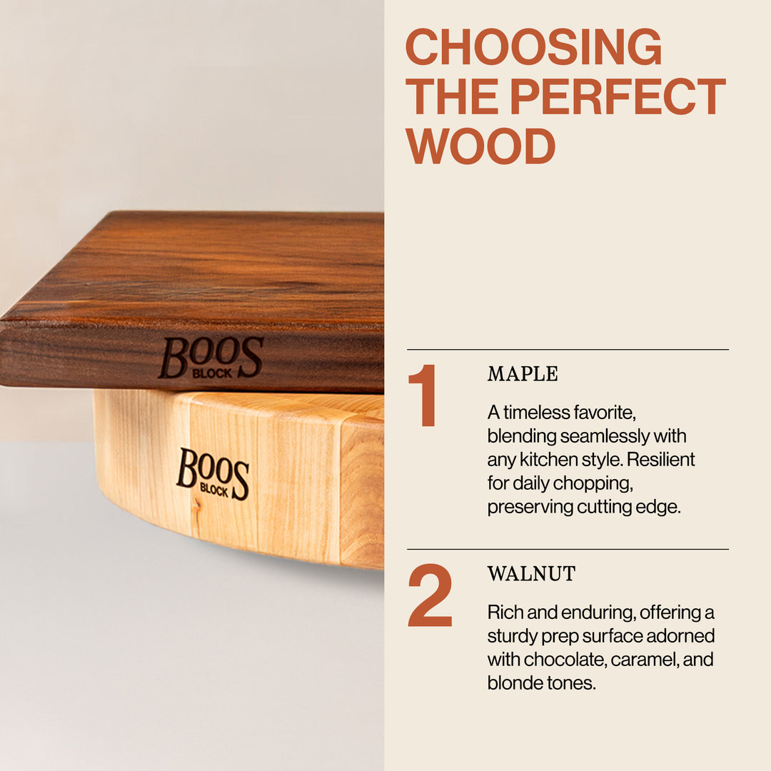 John Boos Small Walnut Wood Edge Grain Cutting Board for Kitchen, 9" x 9" x 1.5"