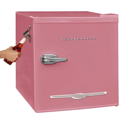 Frigidaire 1.6 Cubic Foot Countertop Retro Bar Mini Fridge with Freezer, Pink