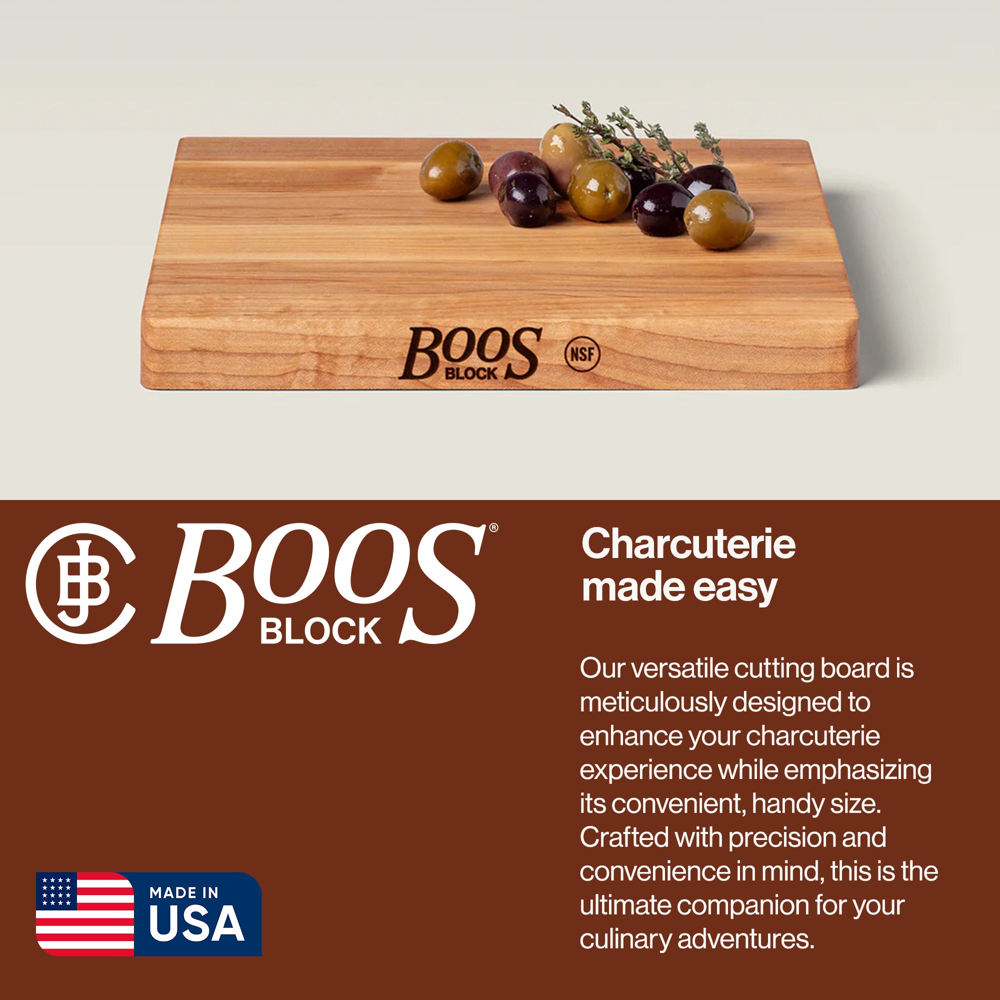 John Boos Chop N Slice Maple Wood Edge Grain Cutting Board, 10"x10"x1" (Used) - VMInnovations