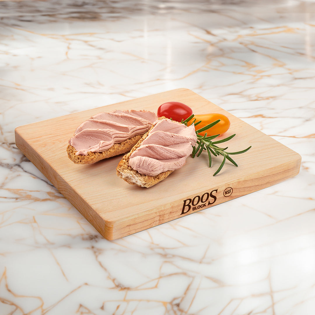 John Boos Chop N Slice Small Maple Wood Edge Grain Cutting Board, 10" x 10" x 1"