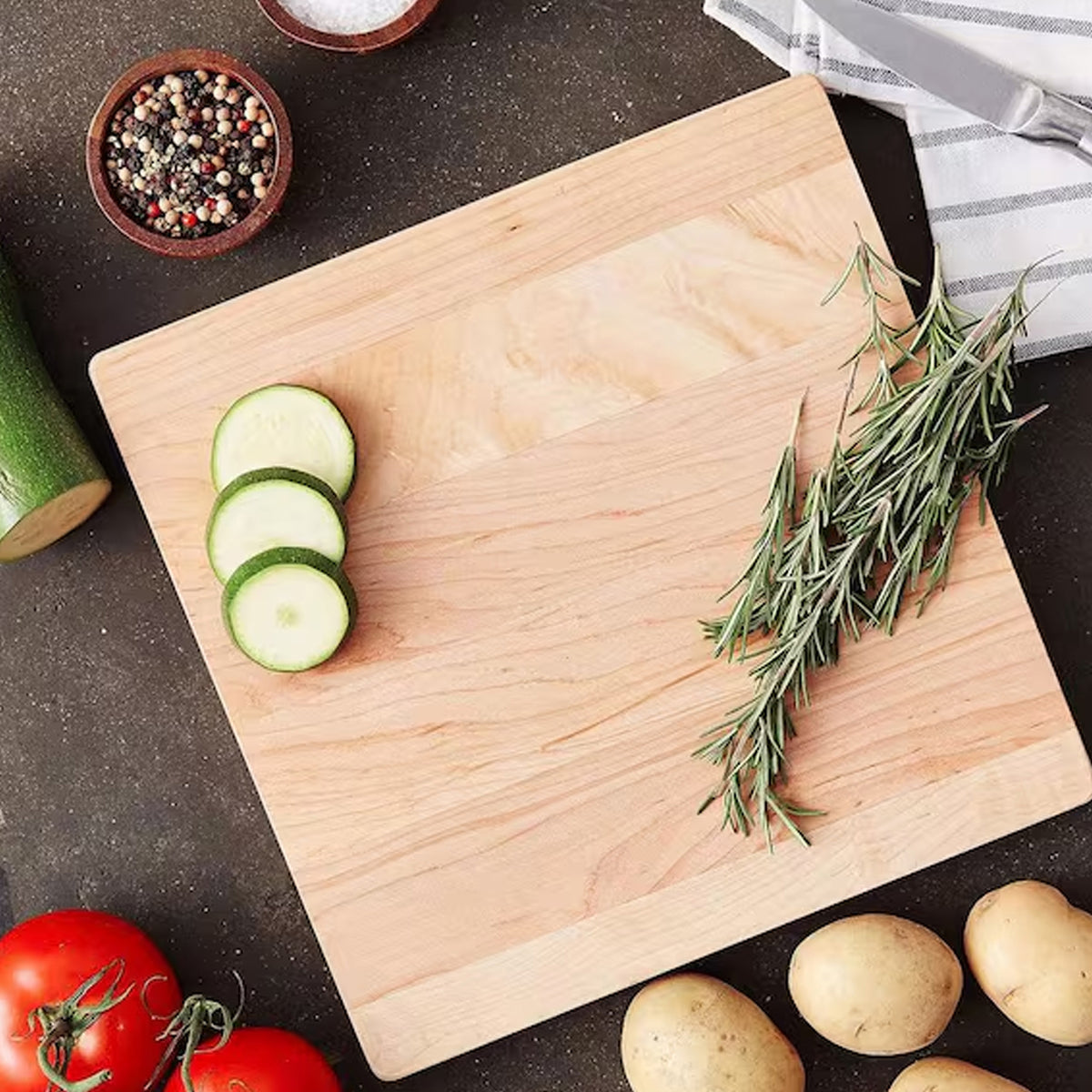 John Boos Maple Wood Cutting Board, 10" x 10" x 1" & 3 Piece Maintenance Set
