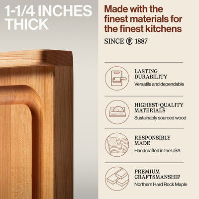 John Boos Maple Wood Grain Reversible Cutting Board, 17.75x17.55x1.25"(Open Box) - VMInnovations