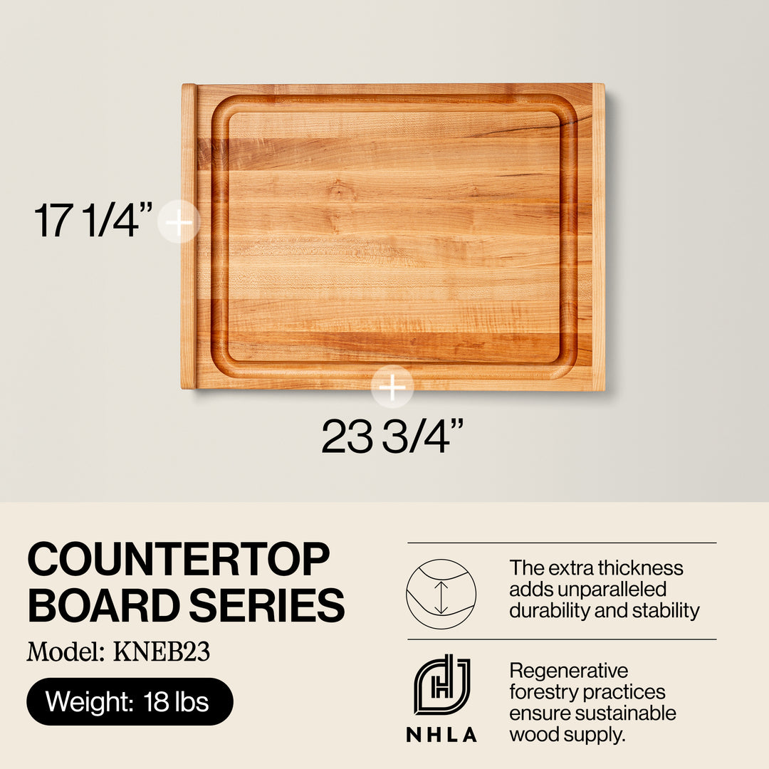 John Boos Countertop Reversible Wood Cutting Board with Juice Groove, Maple