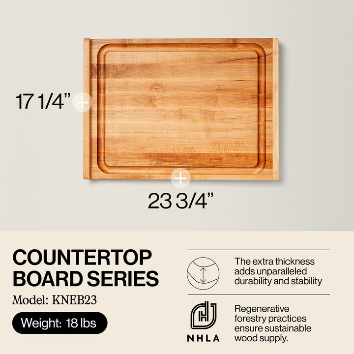 John Boos Countertop Reversible Wood Cutting Board with Juice Groove, Maple