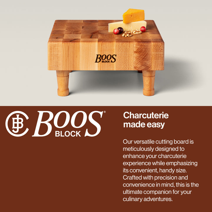 John Boos MC Series Square Wood Cutting Board with Feet, 12" x 12", Maple - VMInnovations