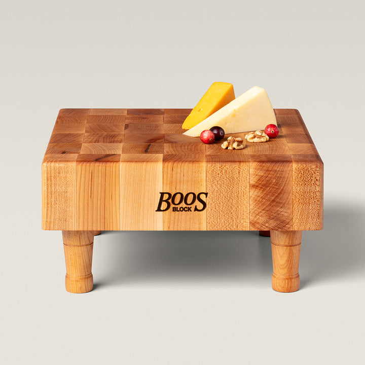John Boos MC Series Square Wood Cutting Board with Feet, 12" x 12", Maple - VMInnovations