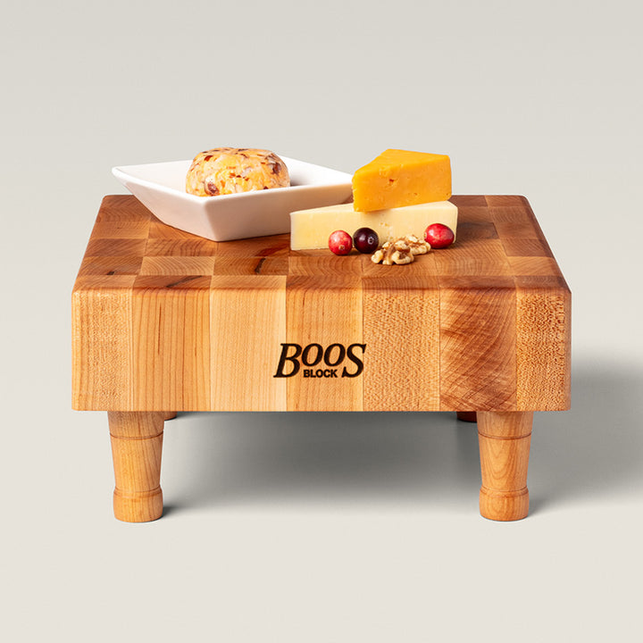 John Boos MC Series Square Wood Cutting Board with Feet, 12" x 12", Maple - VMInnovations