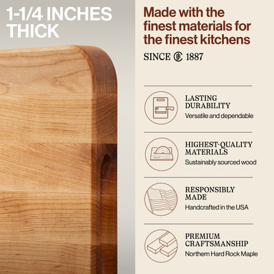John Boos Chop N Slice Large Maple Edge Grain Cutting Board, 20"x14"x1.25"(Used)