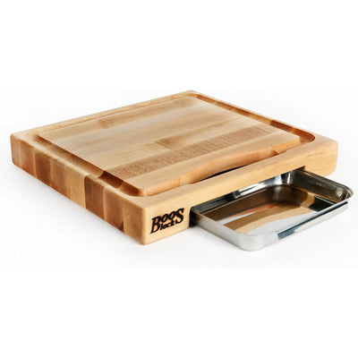 John Boos Reversible Wood Cutting Board with Juice Groove & Tray, Maple