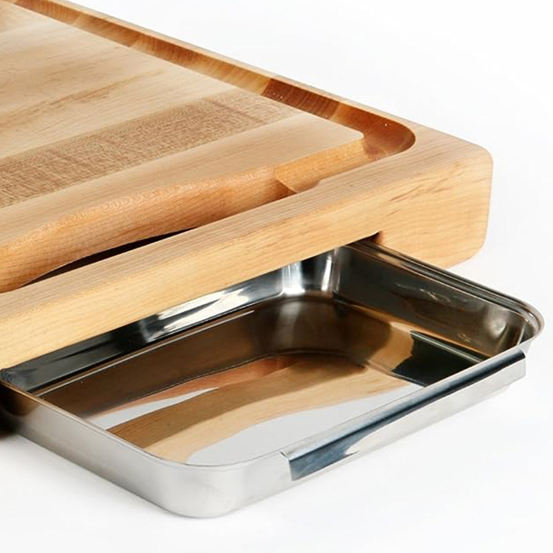 John Boos Reversible Wood Cutting Board with Juice Groove & Tray, Maple