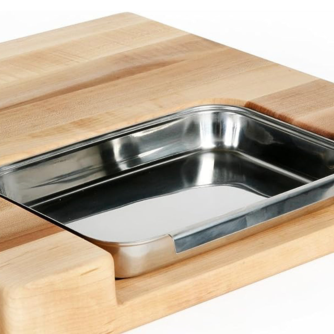 John Boos Reversible Wood Cutting Board with Juice Groove & Tray, Maple