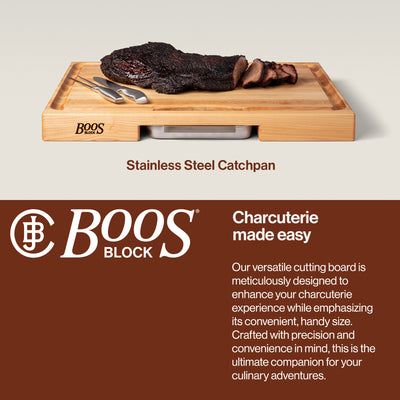 John Boos Reversible Wood Cutting Board with Juice Groove & Tray, Maple