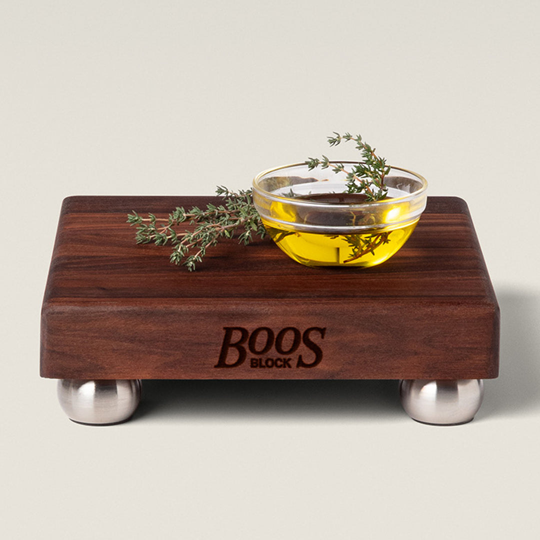 John Boos Small Walnut Wood Edge Grain Cutting Board for Kitchen, 9" x 9" x 1.5" - VMInnovations