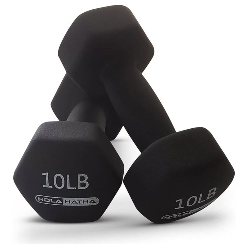 HolaHatha 3, 5, 8, 10 & 12Lb Neoprene Dumbbell Set w/Storage Rack (Open Box)