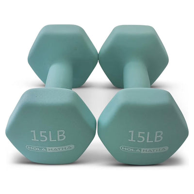 HolaHatha 3, 5, 8, 10 & 12 Pound Neoprene Dumbbell Weight Set with Storage Rack - VMInnovations