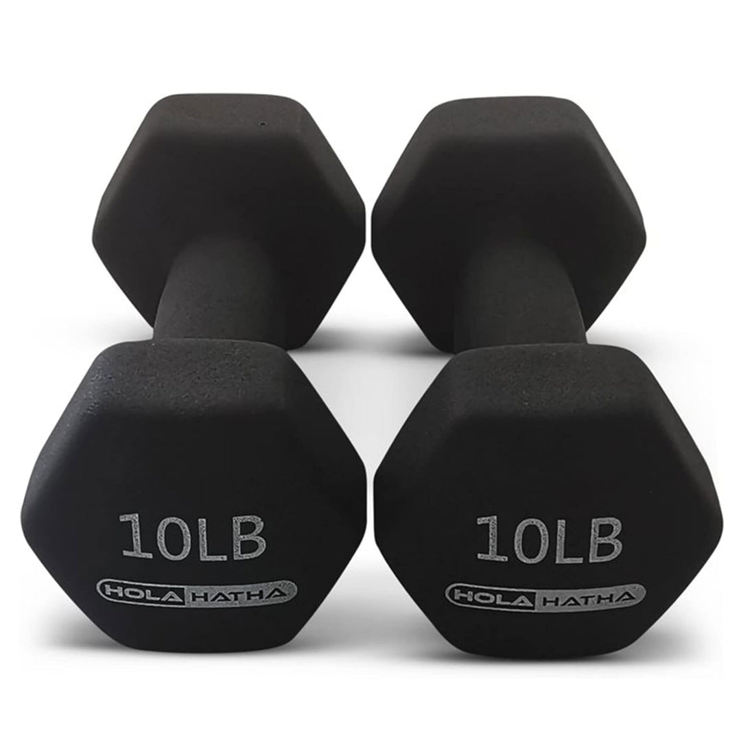 HolaHatha 3, 5, 8, 10 & 12 Pound Neoprene Dumbbell Weight Set with Storage Rack