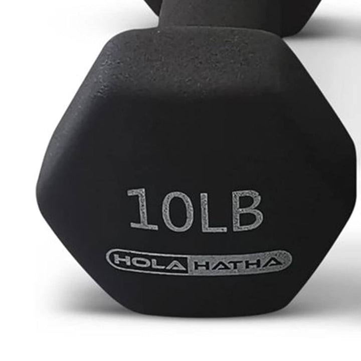 HolaHatha 3, 5, 8, 10 & 12lbs Neoprene Dumbbell Weight Set w/Storage Rack (Used)