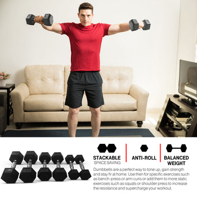HolaHatha 5, 8, 10, 12 & 15 Pound Dumbbell Weight Set with Rack,Black(For Parts) - VMInnovations