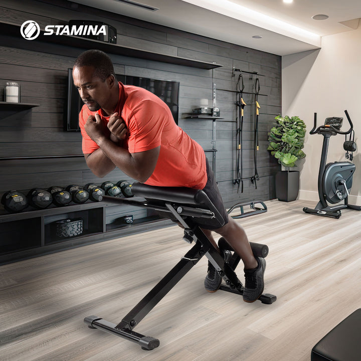 Stamina X Adjustable Ab Back Core Strength Hyperextension Bench (Open Box)