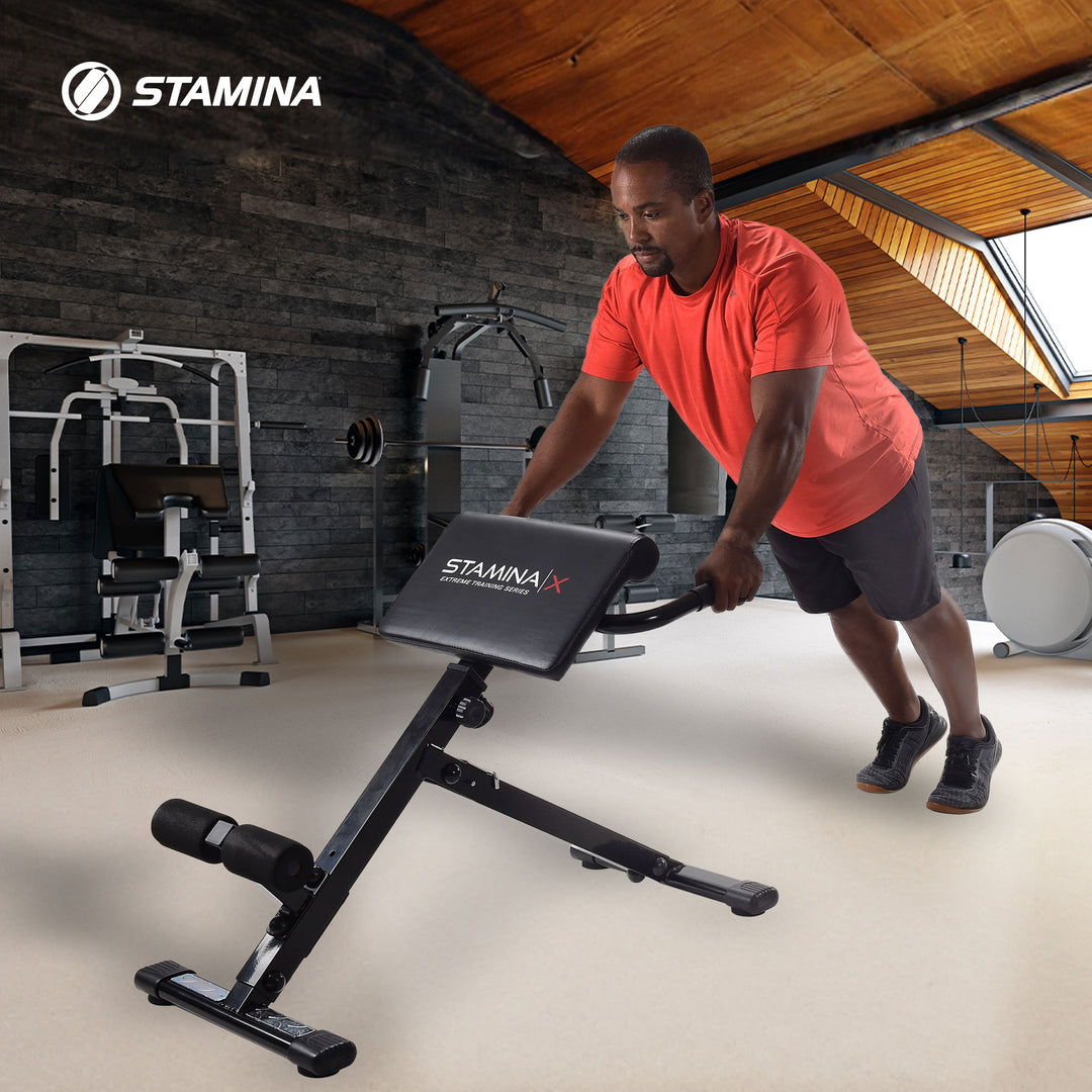 Stamina X Adjustable Ab Back Core Strength Hyperextension Bench (Open Box)
