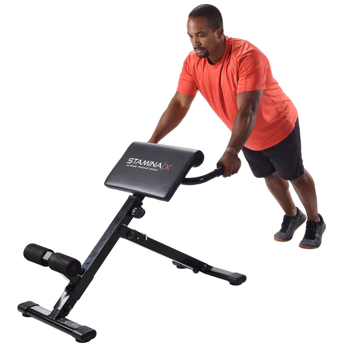 Stamina X Adjustable Ab Back Core Strength Hyperextension Bench (Open Box)