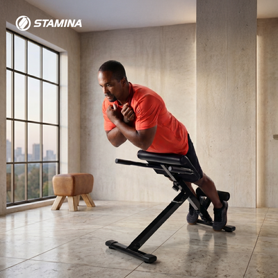 Stamina X Adjustable Ab Back Core Strength Hyperextension Bench (Open Box) - VMInnovations