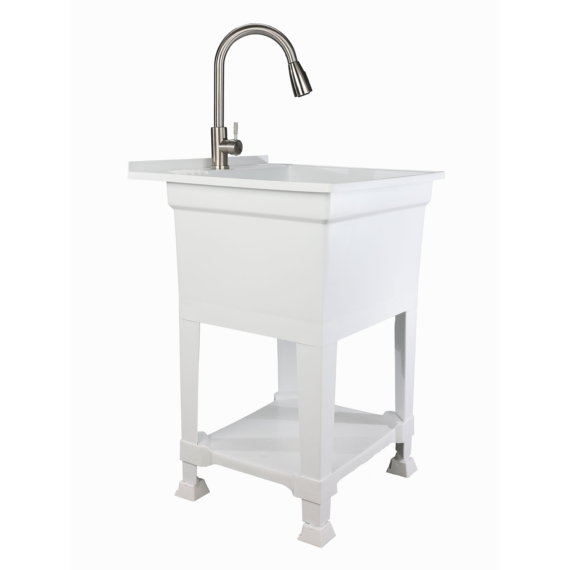 UTILITYSINKS Plastic 24" Freestanding Workshop Utility Sink, White(For Parts) - VMInnovations