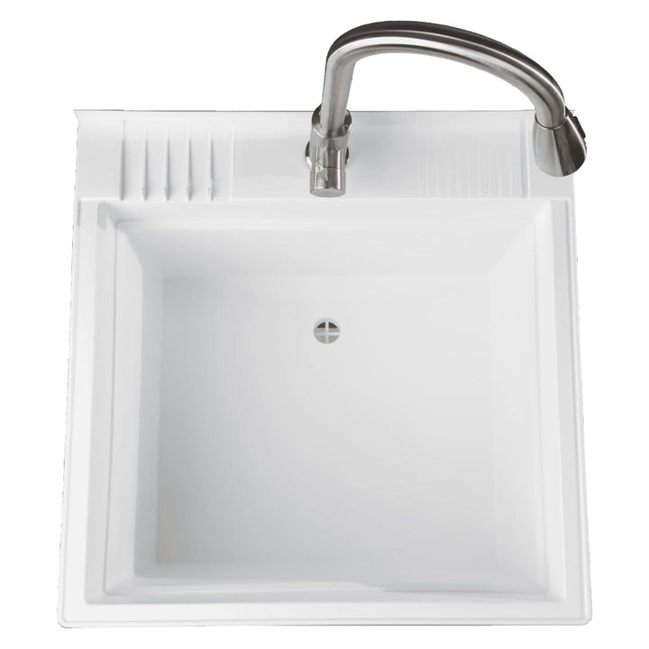 UTILITYSINKS Plastic 24" Freestanding Compact Workshop Tub Sink, White (Used)