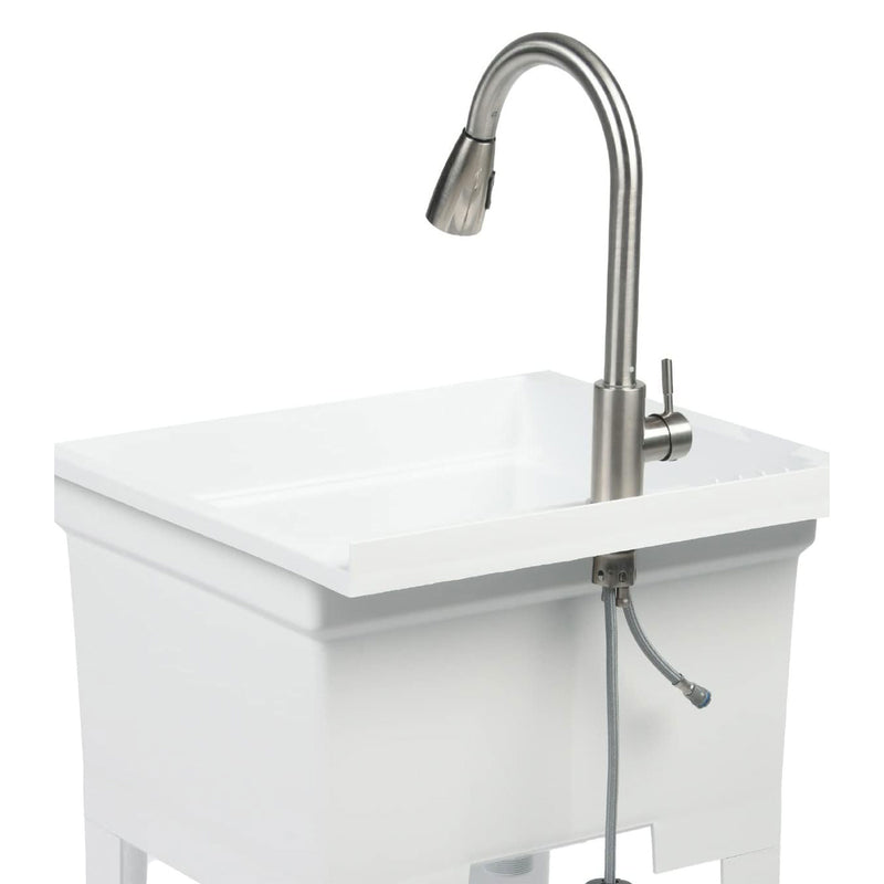 UTILITYSINKS Plastic 24" Freestanding Compact Workshop Utility Tub Sink, White