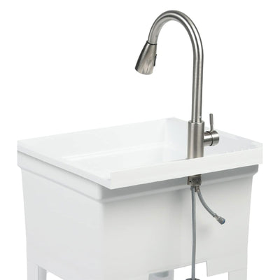 UTILITYSINKS Plastic 24" Freestanding Compact Utility Tub Sink, White (Open Box)