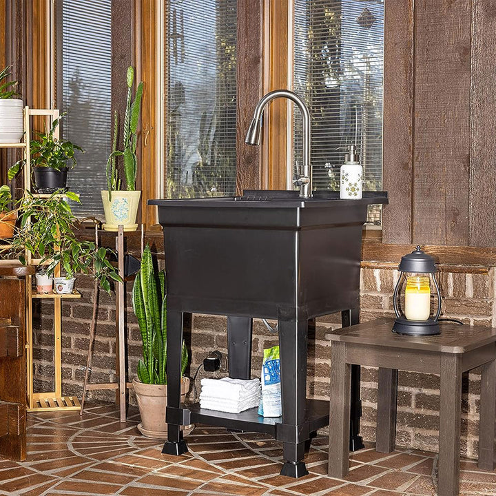 UTILITYSINKS Plastic 24" Freestanding Compact Workshop Tub Sink, Blk(For Parts) - VMInnovations