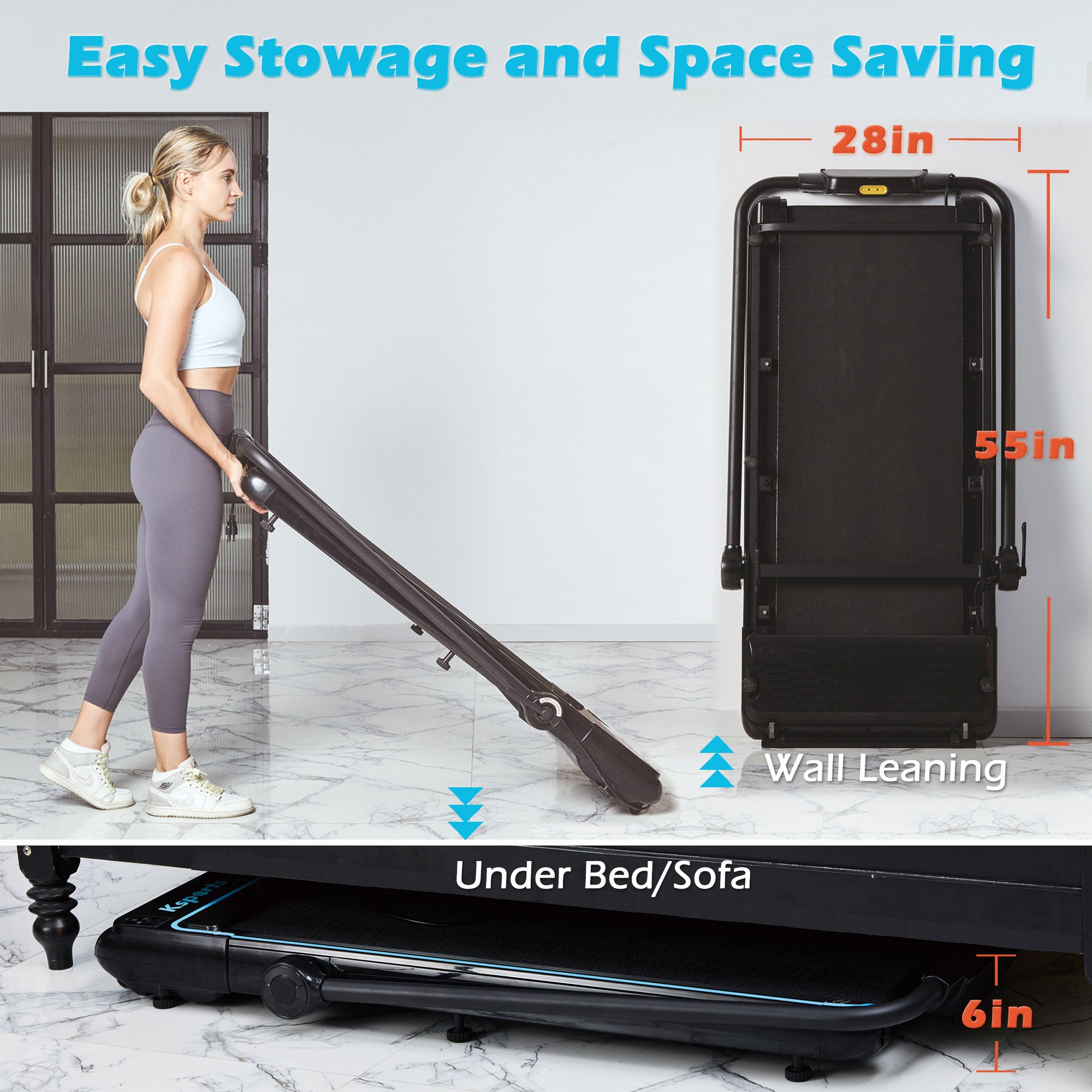 Ksports Handle Dual Display Walking Pad Motor, with Device Holder (Open Box) - VMInnovations