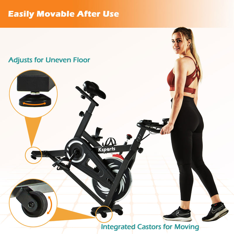 Ksports Home Wool Resistance Exercise Stationary Bike w/LCD Screen(Open Box)