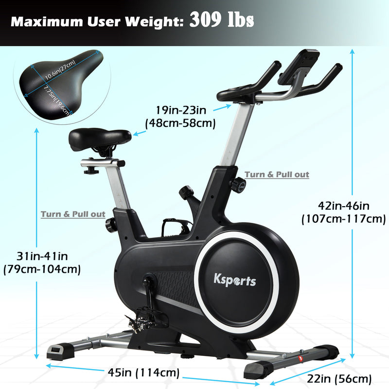Ksports Home Magnetic Resistance Exercise Stationary Workout Bike w/ LCD Screen