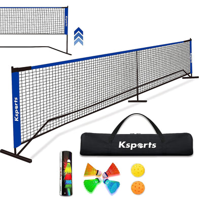 Ksports 22' Pickleball Net with LED Shuttlecock, Carry Bag & 2 Game Balls, Blue