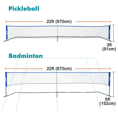 Ksports 22' Pickleball Net w/LED Shuttlecock, Bag & 2 Balls, Blue (For Parts)